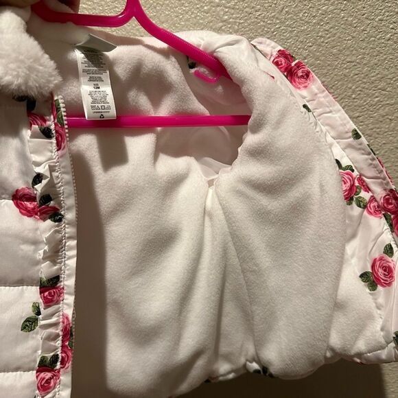 NWOT Little Me Infant Puffer Jacket w/ Roses Rose Size 12M - Picture 11 of 12